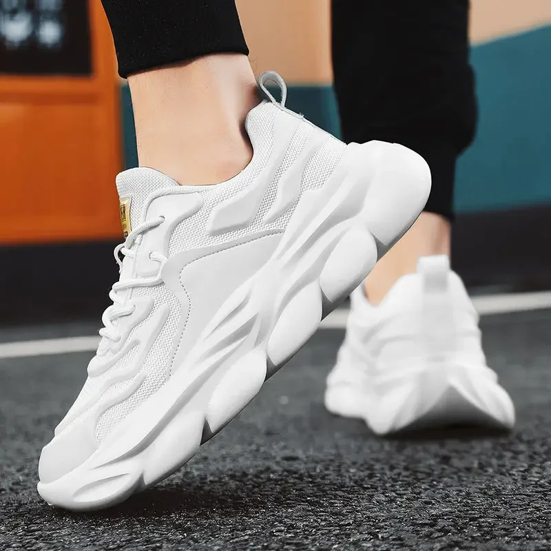 أحذية رياضية قابلة للتنفس للرجال، نعل داخلي مبطن بمنصة سميكة بدون جلد، لون ميك، حذاء رياضي كاجوال للركض والركض #2