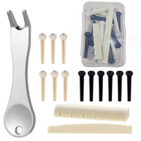 12 Pcs Acoustic Guitar Bridge Pins with Bridge Pin Puller Remover & Guitar Bridge Saddle Nut, Replacement Parts and Accessories