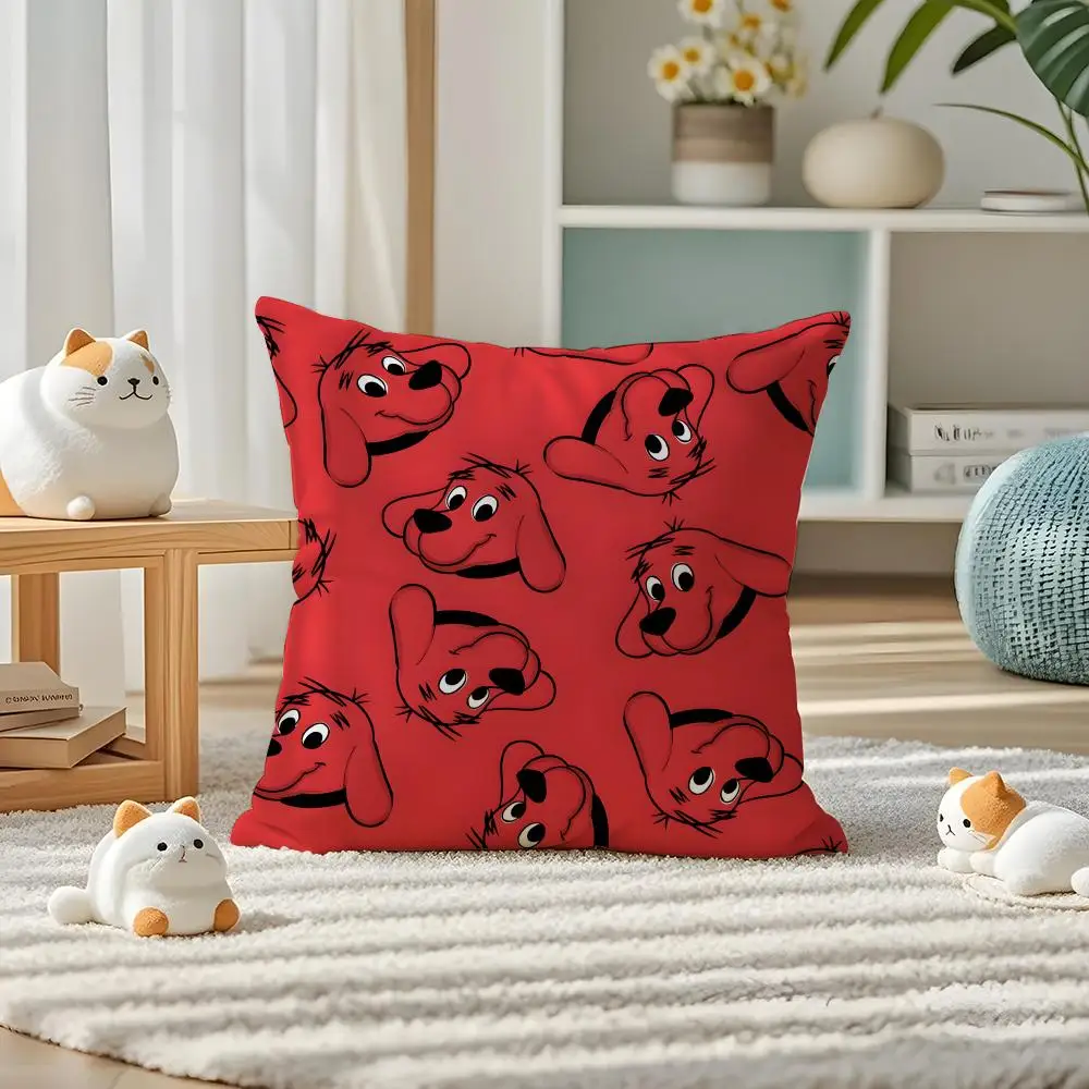 Pillow Case Double-Sided Plush Sofa Cushion Covers Organic Breathable Invisible Zipper Clifford The Big Red Dog - view 5