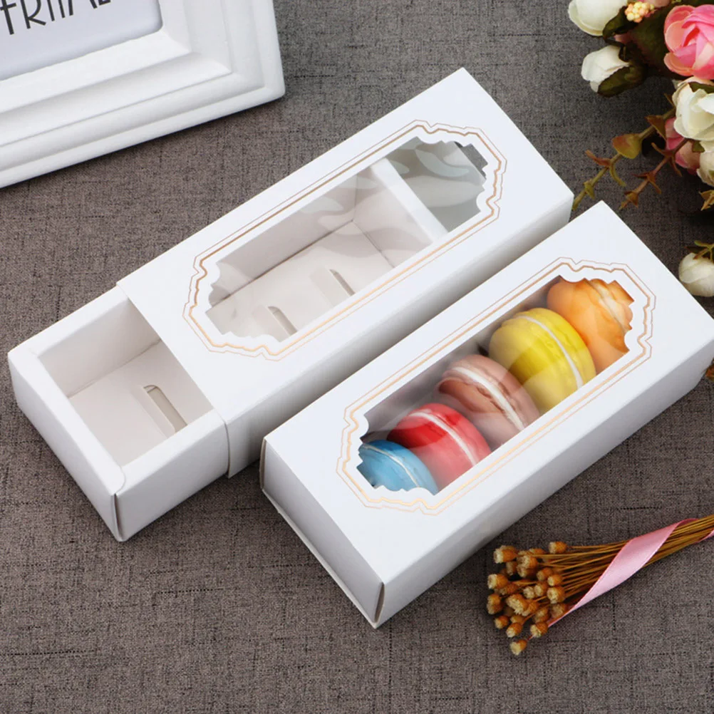 

12 Pcs Food Grade Paper Windowed Cupcake Containers Paper Macaron Box Cookie Biscuit Storage Cookie Box Safe Environment