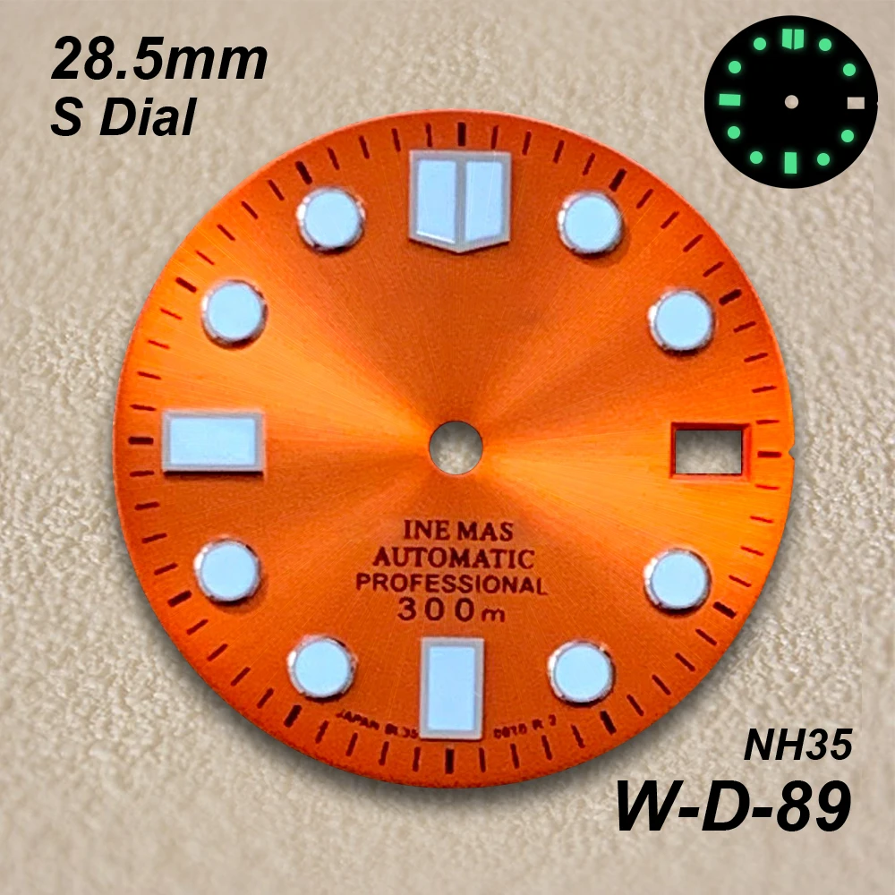 

28.5mm Sunburst Enamel S Dial Fit NH35/NH36/4R/7S Automatic Movement Green Luminous High-Quality Watch Modification Accessories