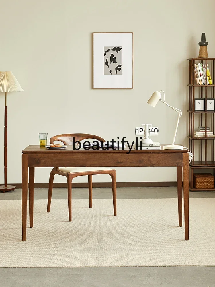 

Cy56 North American black walnut desk Nordic rectangular writing table household full solid wood table