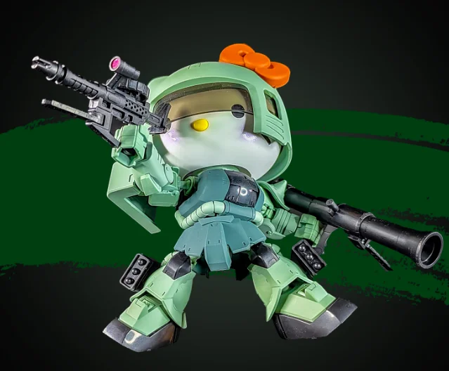 Hello Kitty SD SDCS EX Assembly Model Green Zaku 2 Xiaya Red Zagu II Kitty Cat KT Set Movable Joints Robot Mecha Kits Models Toy