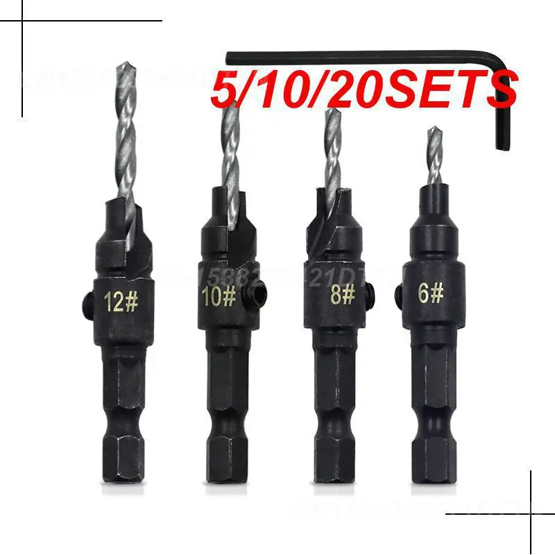 5/10/20SETS Titanium-plated Hole Opener Set Drill Bits Hexagonal Handle Hex Shank Type High Speed Steel Hand Tools