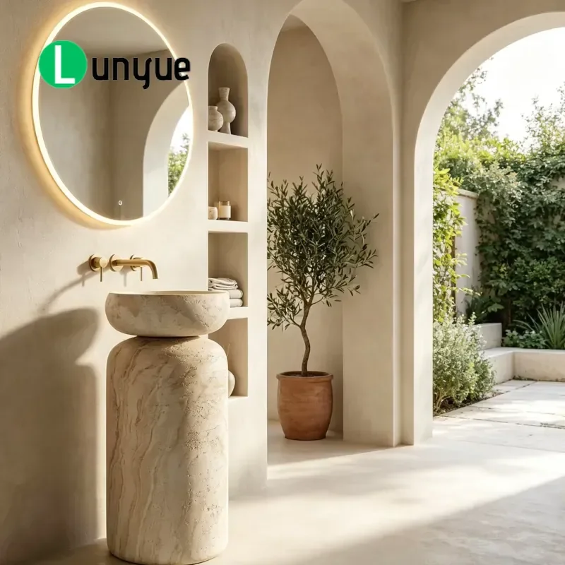 Modern Cylindrical Freestanding Washbasin Artificial Stone Column Sink for Contemporary Bathroom Elegant Design Durable