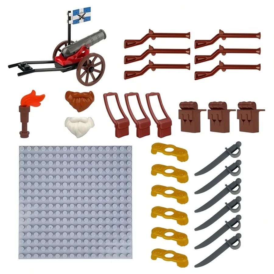 Figurines de soldats de la marine européenne royale médiévale, blocs de l'armée, Base d'armes militaires, briques de construction MOC, Mini jouet pour enfants, 12 pièces/lot