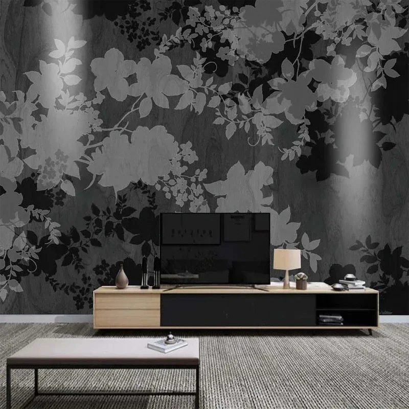 

Customized Size 3D Black Leaves Photo Mural Non-woven Relief Wallpaper for Bedroom Living Room TV Sofa Backdrop Wall Home Decor