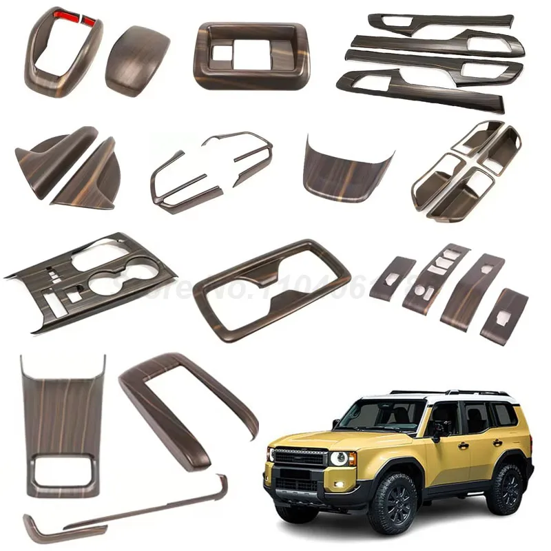 

Fit for TOYOTA Highlander 2022 2023 2024 Golden Wood Grain Look Car Interior Cover Trim Panel Decoration Sticker
