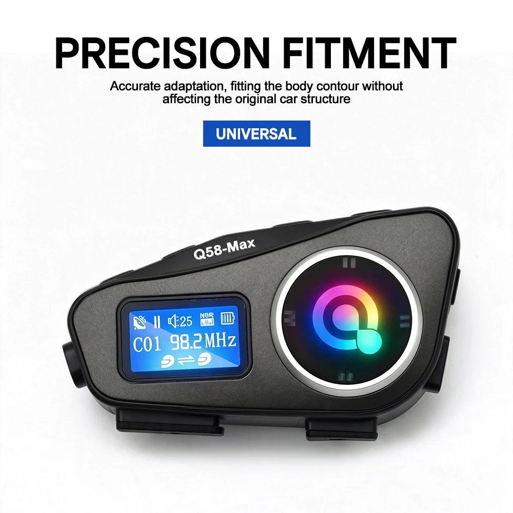Q58 Motorcycle Helmet Intercom Wireless Bluetooth Headset Moto LCD Display FM Walkie-Talkie Helmet Headset IP65 Waterproof