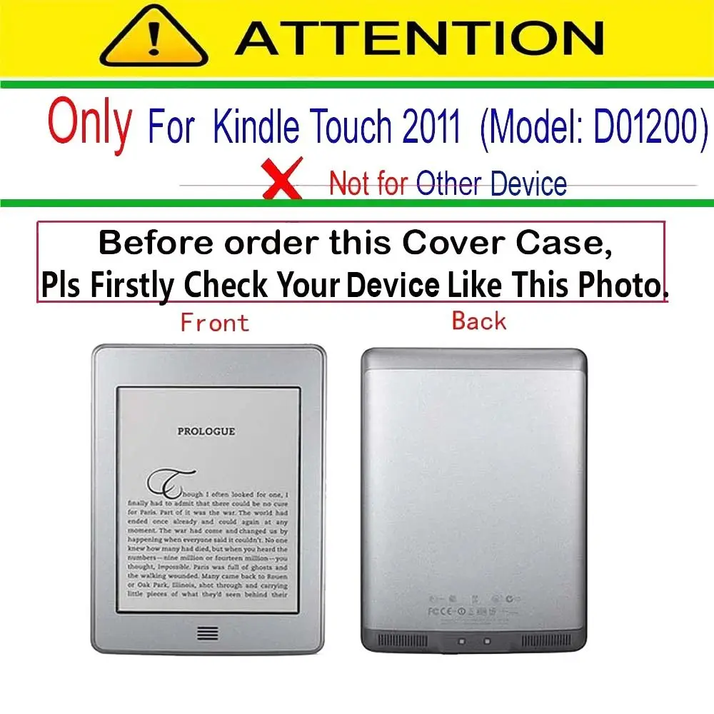 Etui ochronne etui ze skóry PU magnetyczne zamknięcie odporne na zadrapania Paperwhite 1/2/3 etui Folio dla Kindle Touch D01200