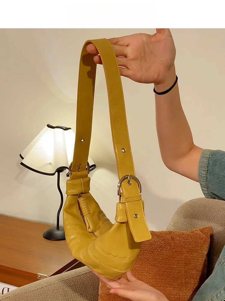 MuziKai Luxury Large Capacity Women's Bag Trendy Underarm Design Soft Handle Double Shoulder Strap Zipper Closure Dumpling Shape