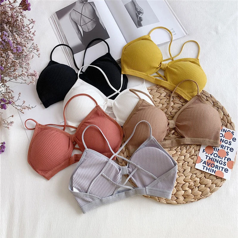 Sexy Threaded Sports Yoga Bra Cotton Sports Bra Fitness Top Bra Breathable Straps Underwear image 4
