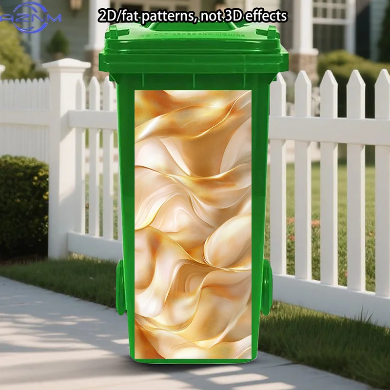 Rich Golden Stickers Decoration, Luxe Texture Stickers, Flowing Drapery Stickers, Elegant Design Trash Can Mural