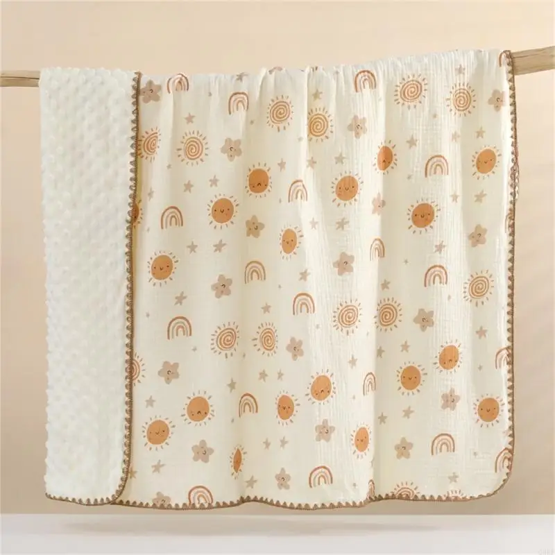 

Нежное хлопково-марлевое детское пеленальное одеяло, двусторонний дизайн, можно стирать в машине, одеяло в горошек на спине для