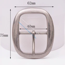 DIY Heavy Strong Center Bar Pin Belt Buckle Nickle Plated Fit 40mm Leather Strap 75*62MM