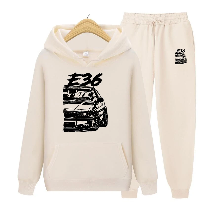 Winter E36 Car Hoodies Set Spring Autumn Women Set  Aesthetic Clothes Fashion Men Sweatshirt Graphic Hoodie Set E36 Hoodie Set