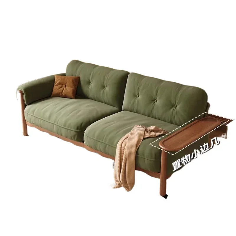 

French retro fabric sofa, small apartment living room straight row three-person Nordic American medieval