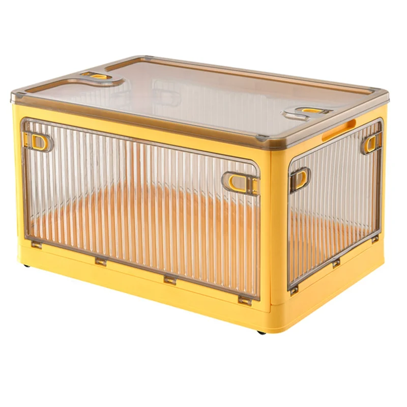

ABWP-Large Capacity Folding Storage Box - Stackable Thickened Plastic Organizer,Household Transparent Plastic Folding Box