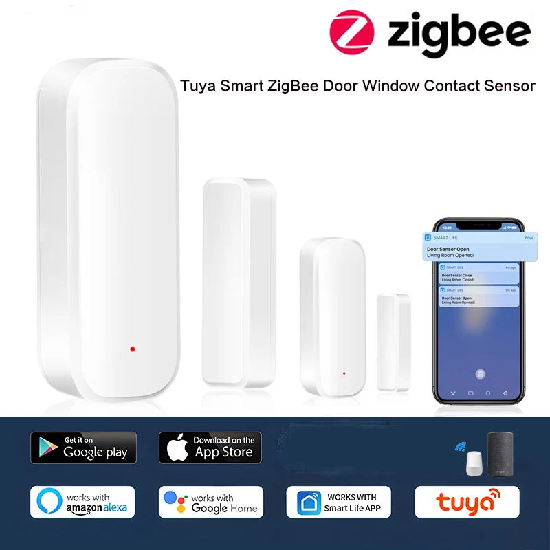 AUBESS ZigBee 문짝 창문 센서 감지기, Tuya 스마트 홈 문짝 개폐 감지기, 보안 보호 음성, Alexa Google 