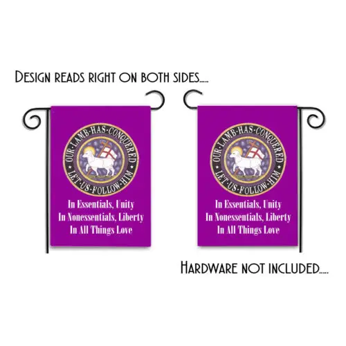 Moravian Seal Our Lamb Has Conquered Design 12x18 Inch Garden Apartment Flag KKL AAL HHM WZZ yyi