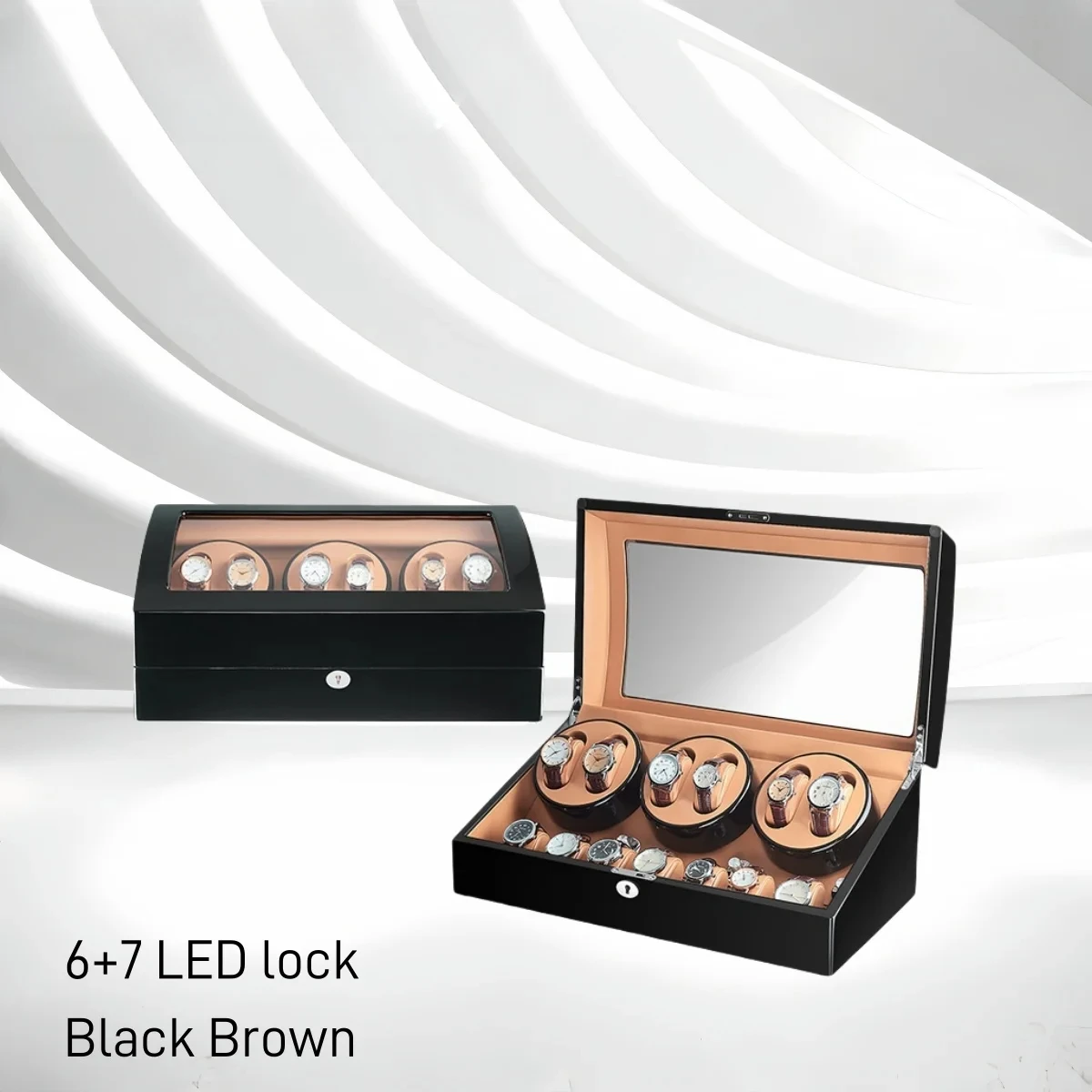 Classic Luxury Watchs Display Box Rotatable Watch Winders LED Lock Watch Case Box 7+6 WatchWinder Personalized Customized LOGO