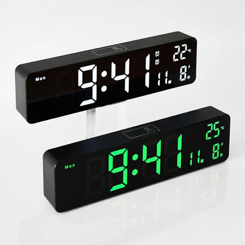 

10 Inches LED Digital Alarm Clock Temperature Date Week Display Wall Clock Alarms Electronic Table Alarm Clock Room Office Decor