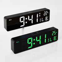 10 Inches LED Digital Alarm Clock Temperature Date Week Display Wall Clock Alarms Electronic Table Alarm Clock Room Office Decor