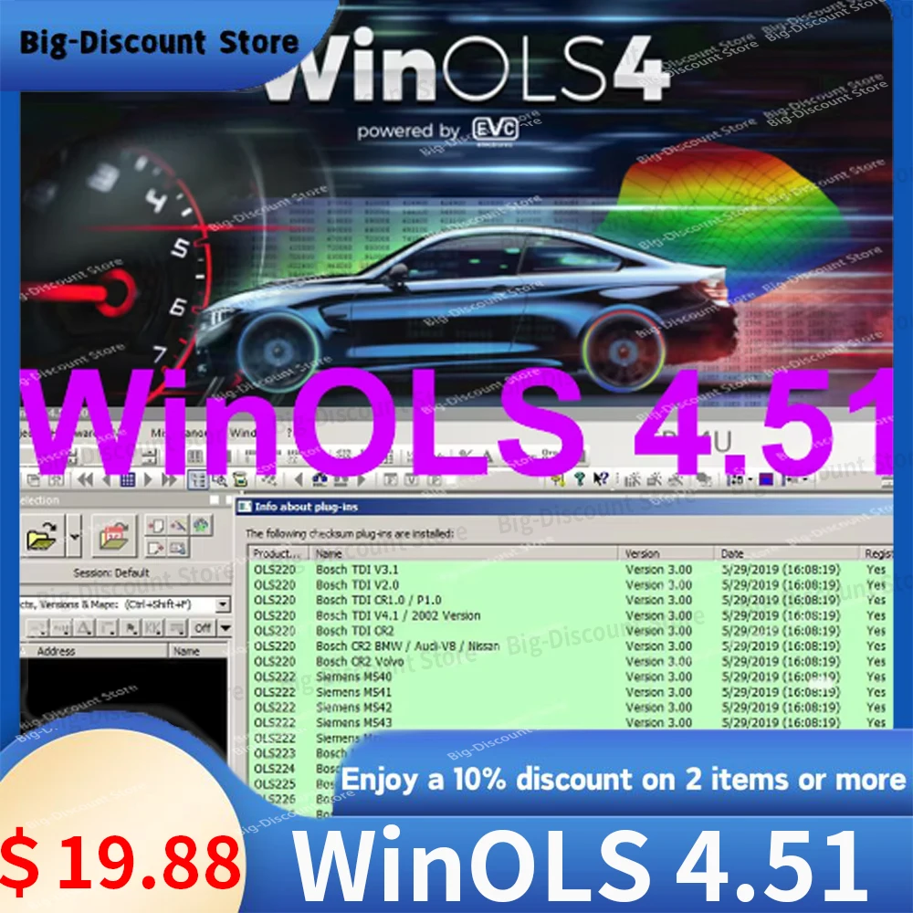 New WinOLS 4.51 With Plugins Auto ECU Chip Tuning Software VMWARE+ecm TITANIU+immo too+ ecu remapping lessons send by USB