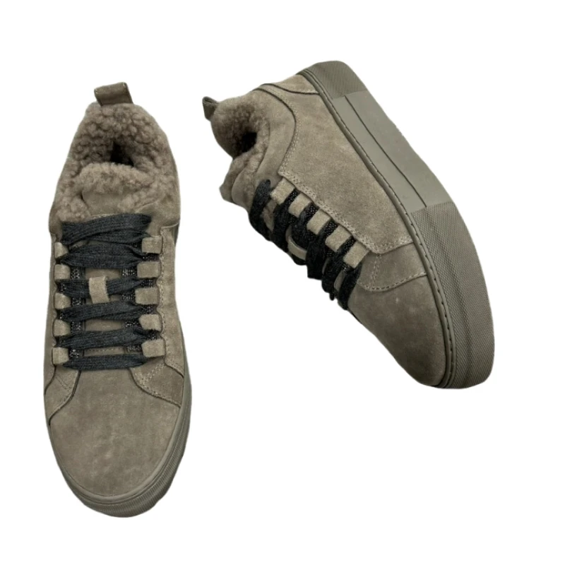 Zapatillas Deportivas de Plataforma con Malla y Cuero de Ante con Lana, Ligeras, Antideslizantes, Casuales, para Caminar, Estilo Athleisure AJ0614