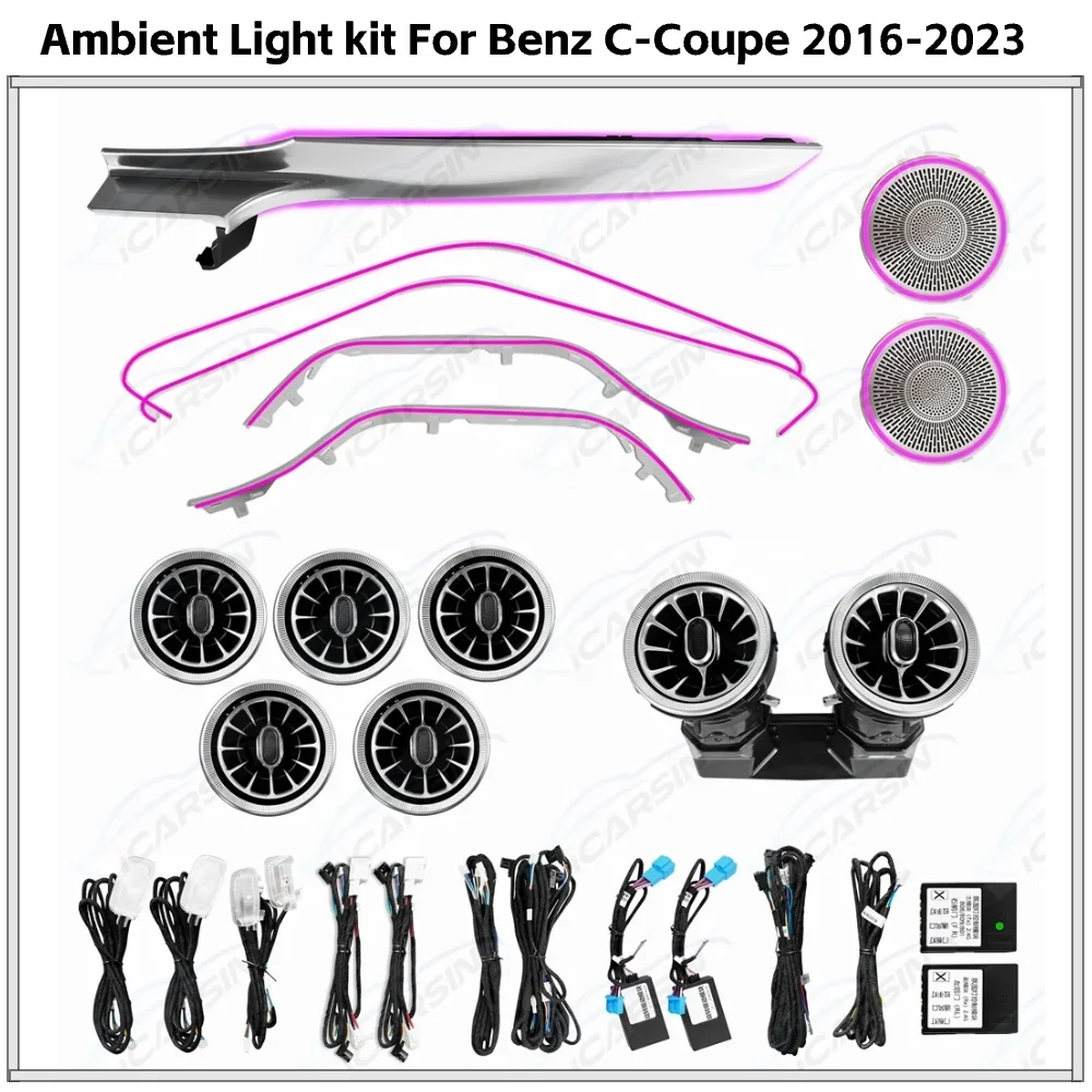 

64 Colors APP Control Ambient Light for Mercedes C205 Coupe C43 C63 C300 2016-2021 Interior Atmosphere Lamp Upgrade Kit