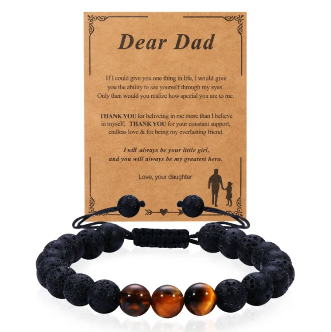 Fashion Woven bracelet tiger eye stone bracelet Bangle To daer Father Gift Card Браслет, браслет Подарочная карточка для отца