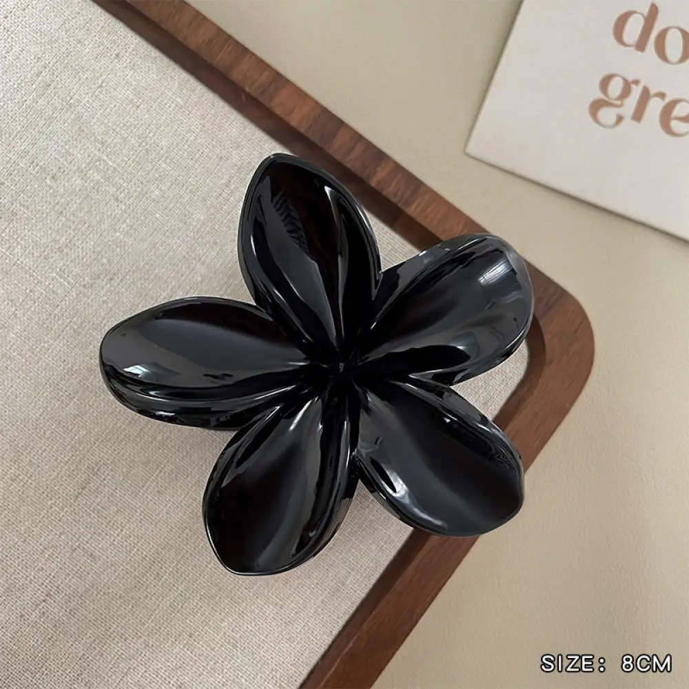 Sweet Acrylic Laser Plumeria Shark Grip Decorative Hair Claw Accessory Women Holiday Style Elegant Beach Hairstyle Pin