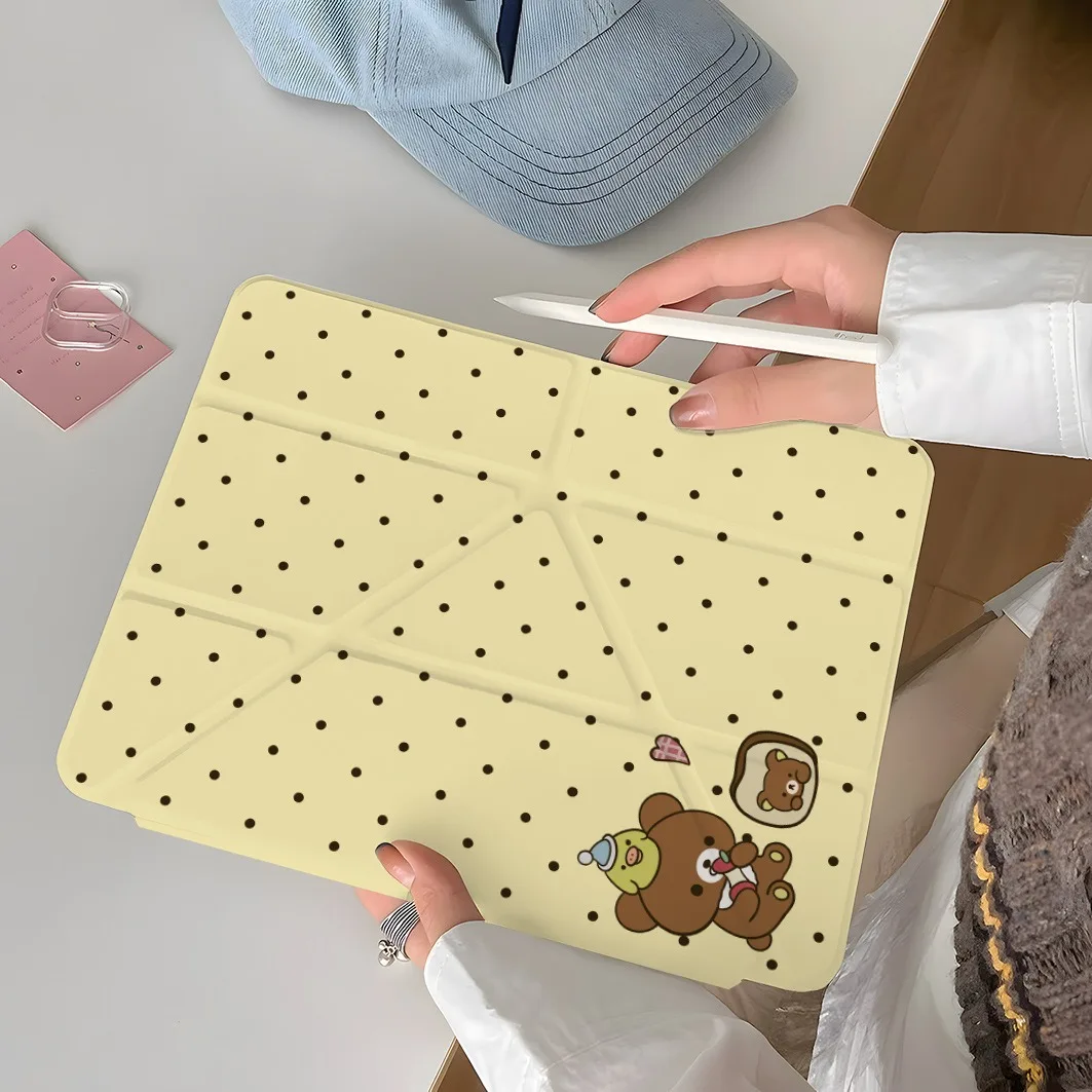 Cartoon Bear Pen Slot Tablet Case For Mini7 6 iPad Pro 2024 2022 2021 2020 2019 2018 2017 11 10 9 8 7 6 5 Air7 6 5 4 3 2 1 Cover
