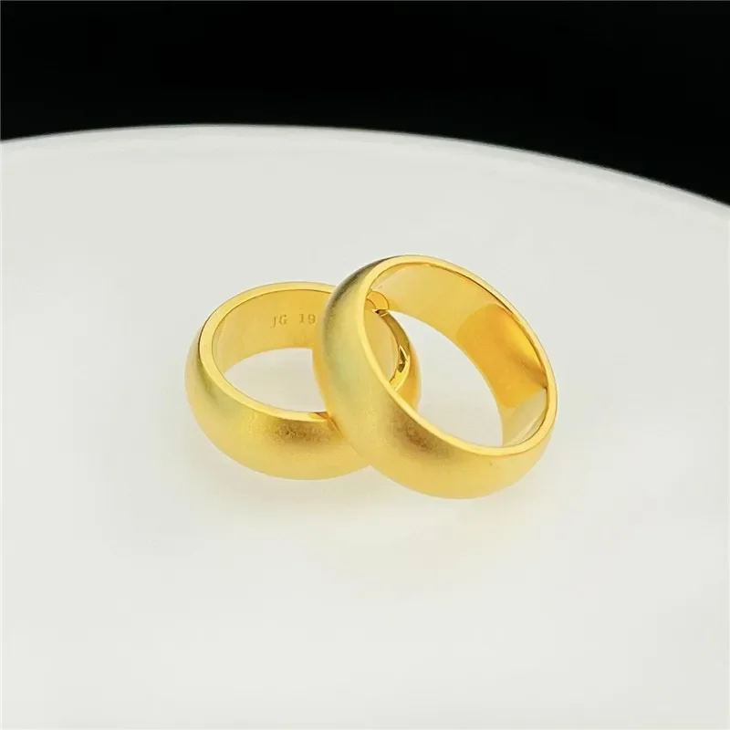 Fylia Jewelry   9999 24K real gold jewelry face matte closed mouth inheritance ring semicolon closed mouth strip ring men and wo view 6