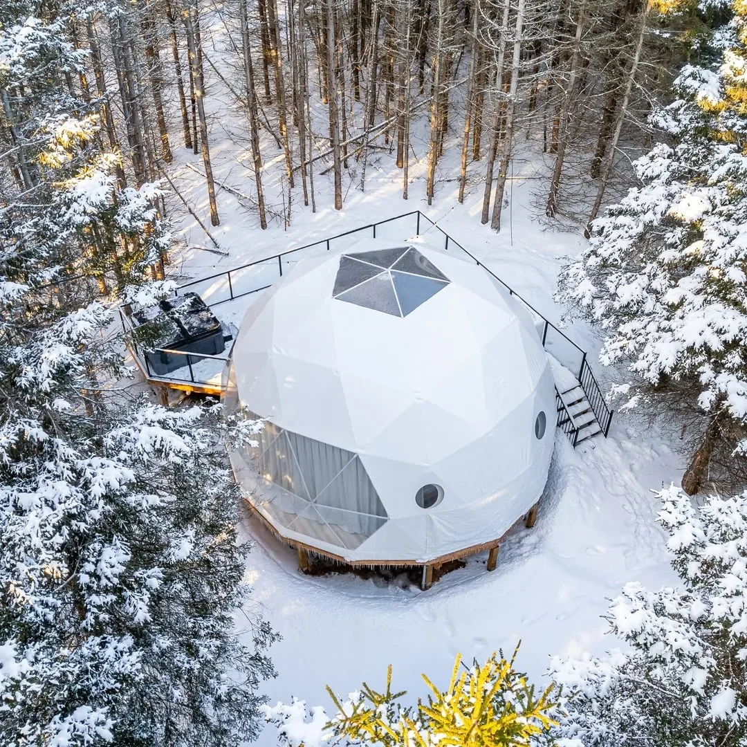 Geodesic Dome EU Standard Accessories Plan Luxury Hotel Tents  Resort Forest Glamping Dome Pvc Dome Camping Transparent Tent