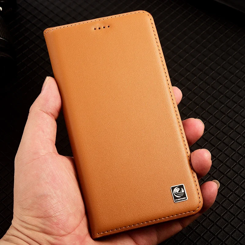 Etui z klapką do SAMSUNG Galaxy A57 A37 A17 5G, tekstura Napa, magnetyczne, luksusowe, z prawdziwej skóry bydlęcej, z kieszenią na karty i funkcją portfela. — zdjęcie produktu 6
