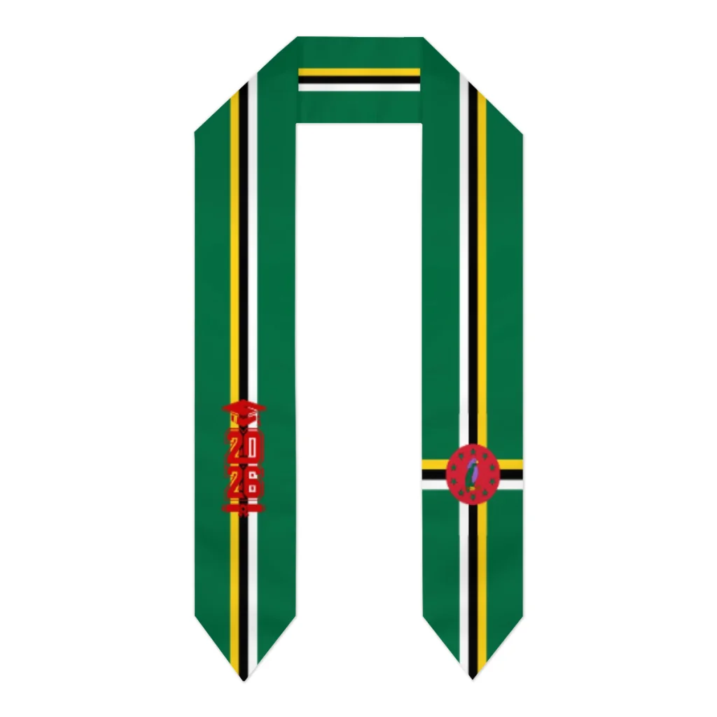 

Class of 2026 Dominica Flag Scarf Graduation Sash Stole International Study Abroad Adult Unisex Party Accessory Top Print