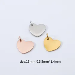 DOOYIO 5pcs/Lot Stainless Steel Mirror Polished Love Heart Tag Charm Pendant for Bracelet Necklace DIY Jewelry Making Accessorie