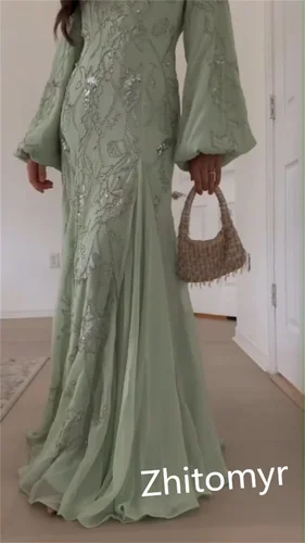 Imagen 2 del producto Vestido de noche personalizado, exquisito, complejo, corte en A, largo hasta el suelo, para ocasiones formales, vestido de fiesta de gasa, clásico de lujo para