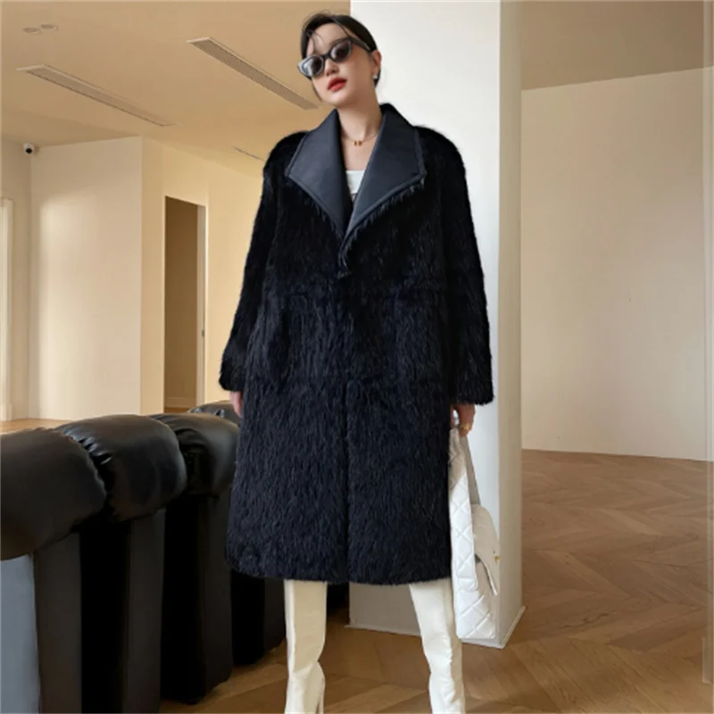 

2025 Fall Fashion Trendy Reversible Double-sided Faux Fur Coat