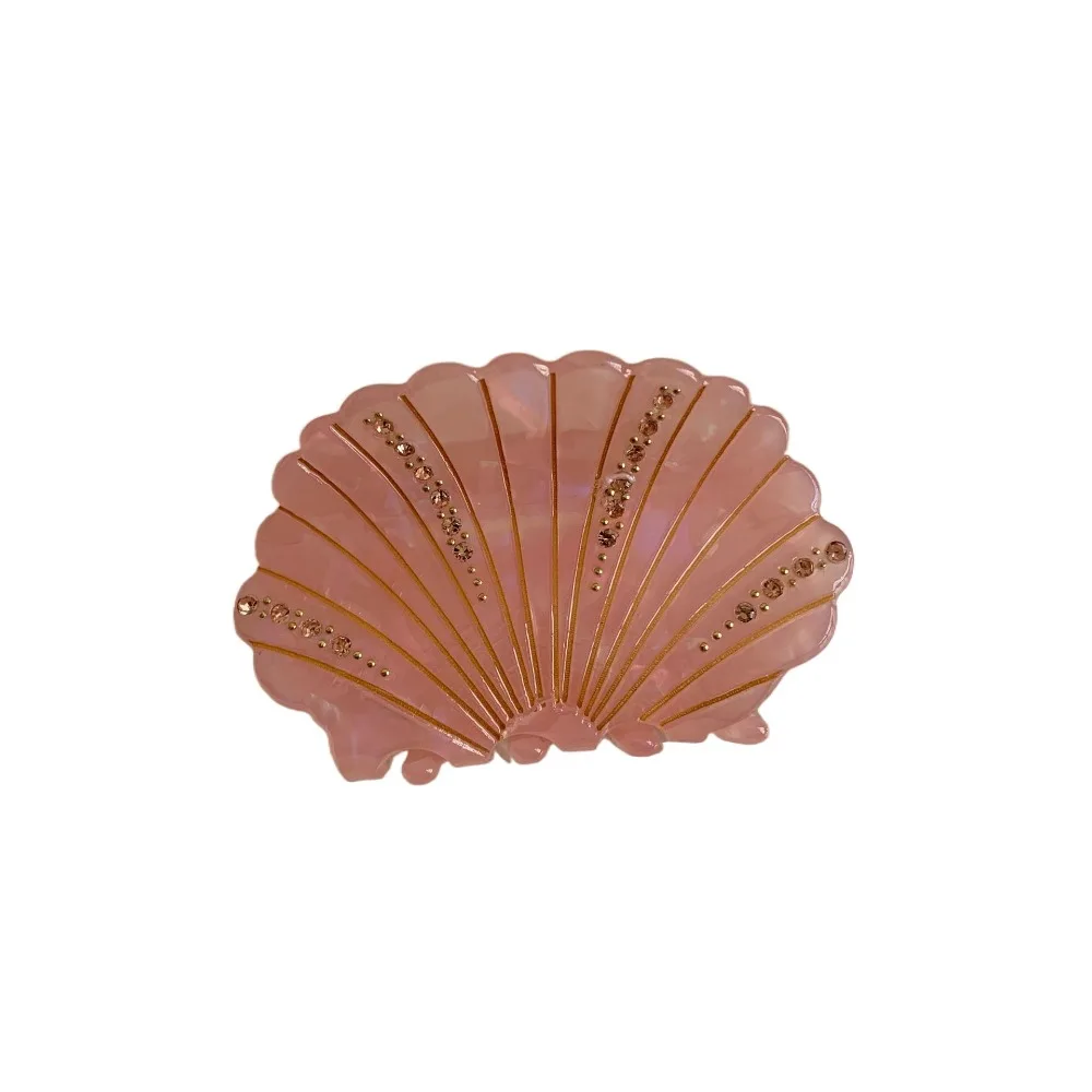 Retro Acetic Acid Acetate Shell Hair Claw Jewelry Acrylic Shell Shark Clip Shiny Non-slip Rhinestone Crab Clip Back of The Head