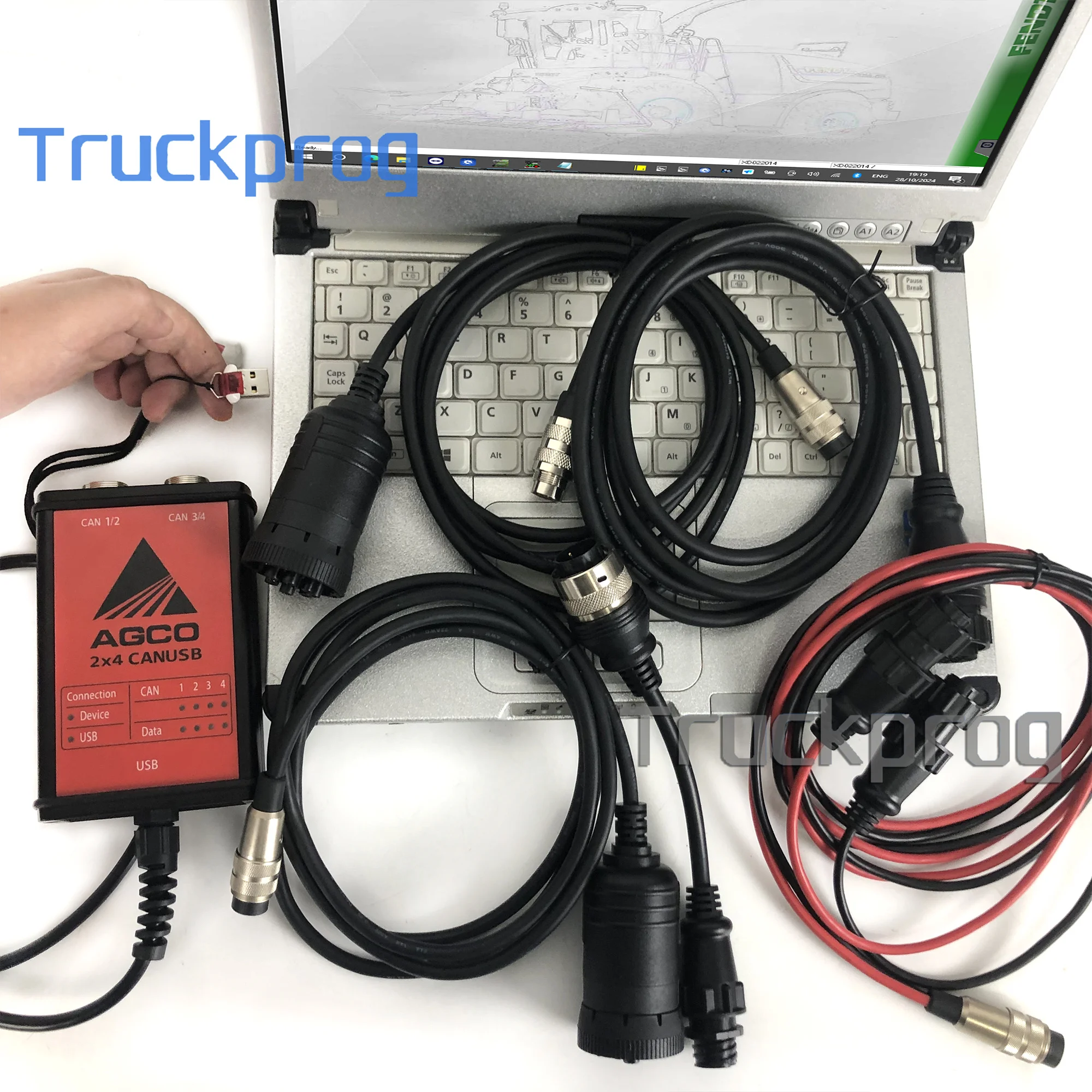 C2/CF19 laptop + For AGCO Tractor Diagnostic Tool for Massey Ferguson Fendt AGCO EDT Electronic Diagnostic Tool with key dongle