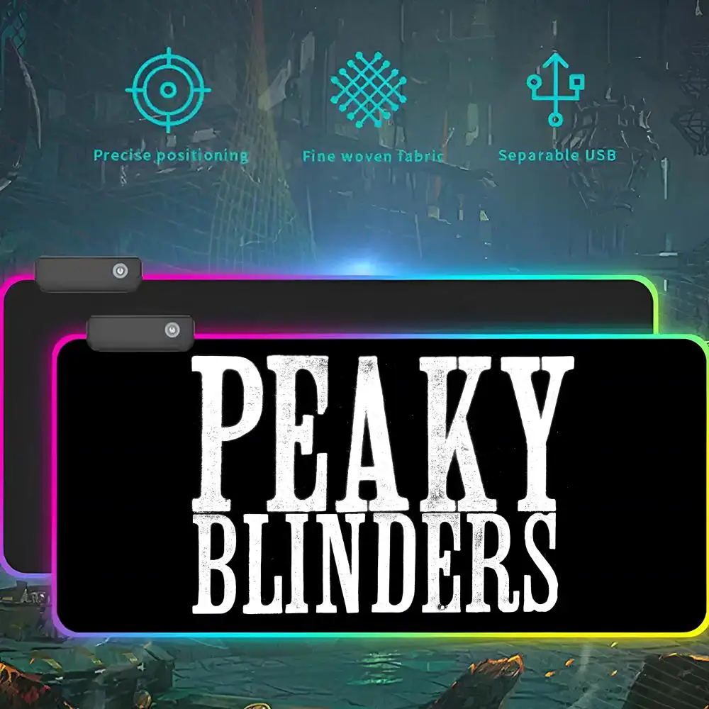 

Коврик для мыши с подсветкой Peaky Blinders, RGB светодиодный игровой коврик для мыши, водонепроницаемый большой коврик для геймерской мыши, большой коврик для клавиатуры Mause PC D