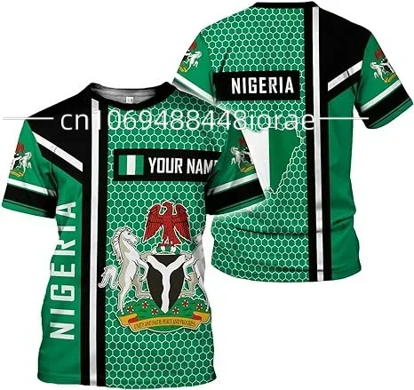 2023 Custom Name Nigeria Flag Emblem 3D T-shirts Clothes For Men Women Tees jersey Soccer Football Fans Gift T shirt