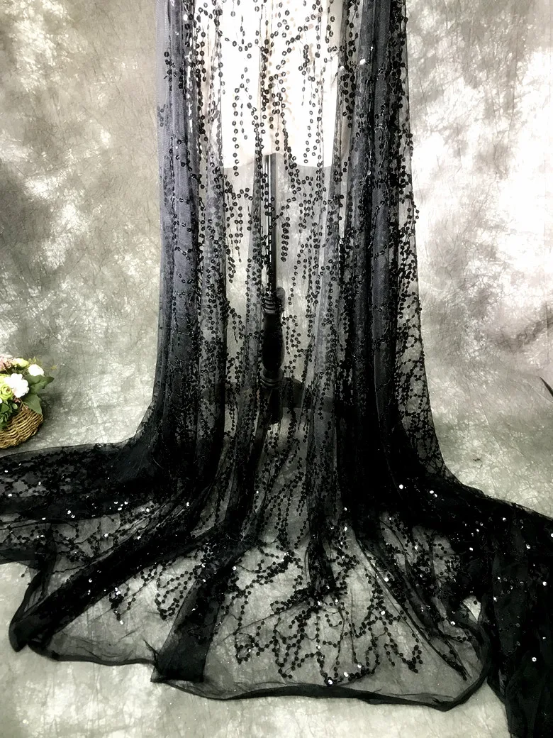 Glänzende Braut-Spitze mit Pailletten, Netzstickerei, transparenter Stoff, Hochzeitskleid-Accessoires, Quasten-Punkt, 5 Farben, neuer Stil – Detail 5