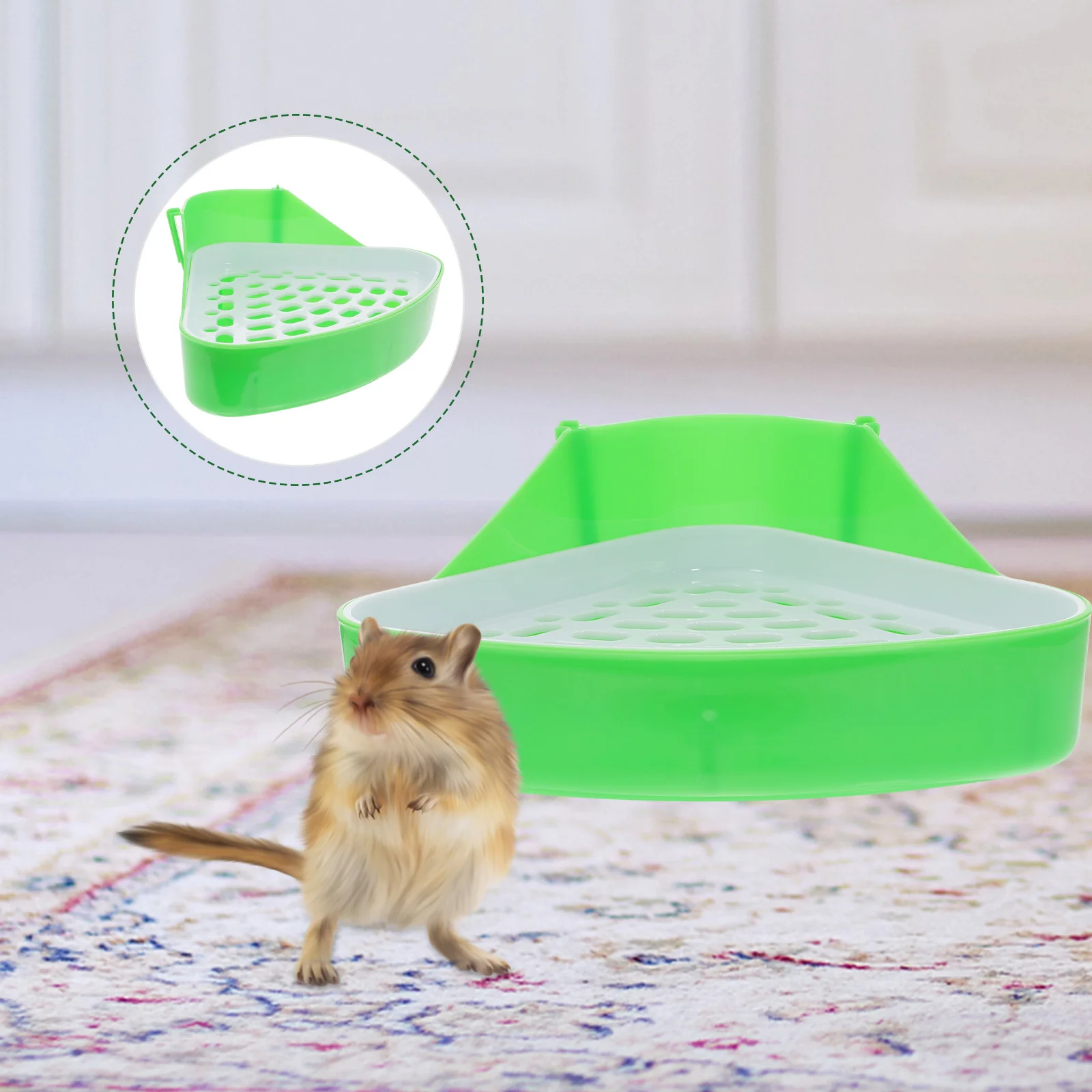 

Small Animal Litter Box Compact Anti-Leak Washable Rounded Edges Pet Toilet Trainer For Rabbit Hamster Guinea Pig Rat