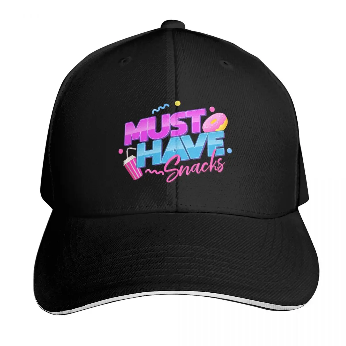 Morejstu Merch More Jstu Must Have Snacks Baseball Cap Cotton Twill Breathable Contrast Two Tone Brim Snapback Flat Bill