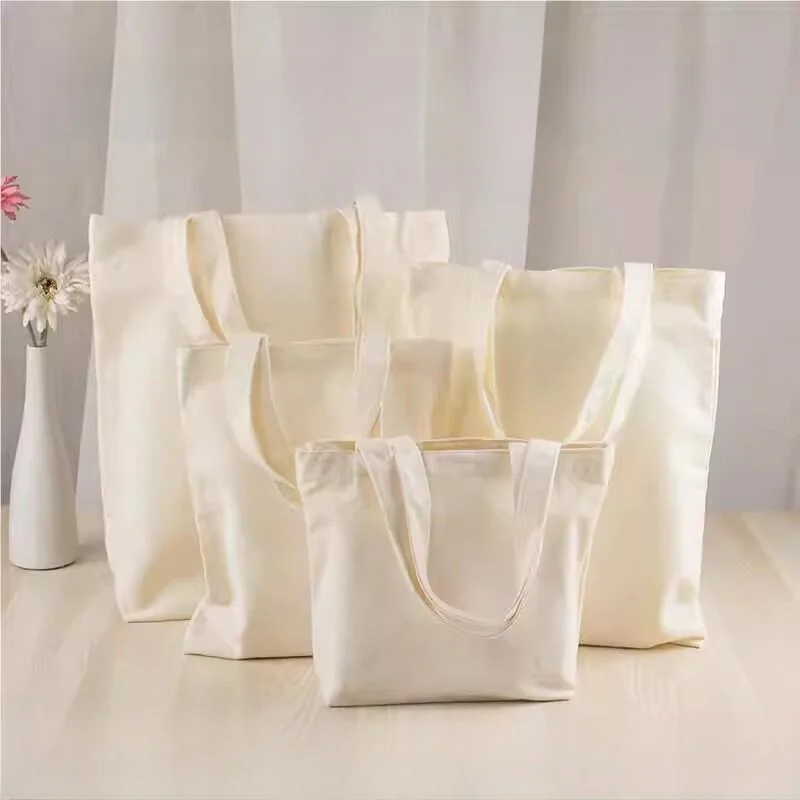 純白の空白のキャンバスバッグ学生diy広告用ハンドヘルドショッピングエコフレンドリーバッグシングルショルダーキャリー家庭用収納バッグ