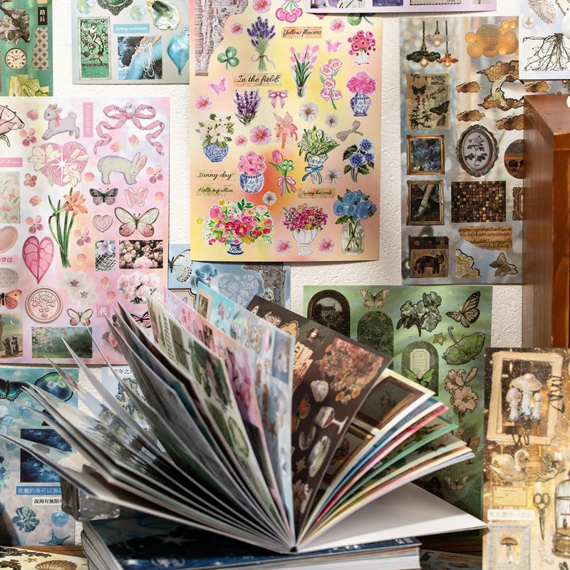 30 Pages Retro Style Decorative Stickers Book Scrapbooking Phone Case DIY Journal Collage Material Sticker Gift