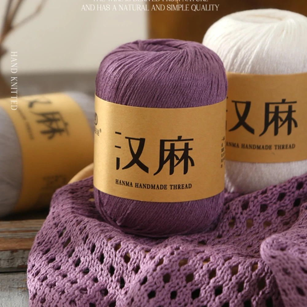 300g 6pcs Summer Hemp Yarn Silk Yarn Hemp Thread Hollow Lace Thick Hand-woven Linen Thread for DIY Summer Hat Knitwear